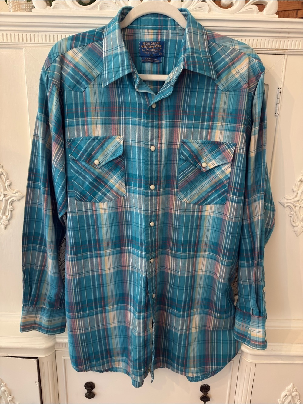 Vintage Pendleton High Grade Western Wear Plaid Long  Sleeve  Pearl Snap Shirt